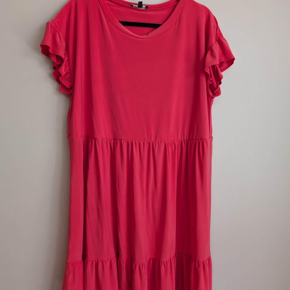 Express Vibrant Pink Mini Dress with Ruffle Sleeves
